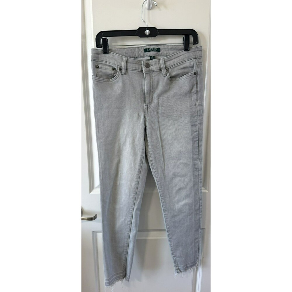 Lauren Ralph Lauren Jeans Women’s Size 6 Gray Premier Skinny Cropped Raw Hem...